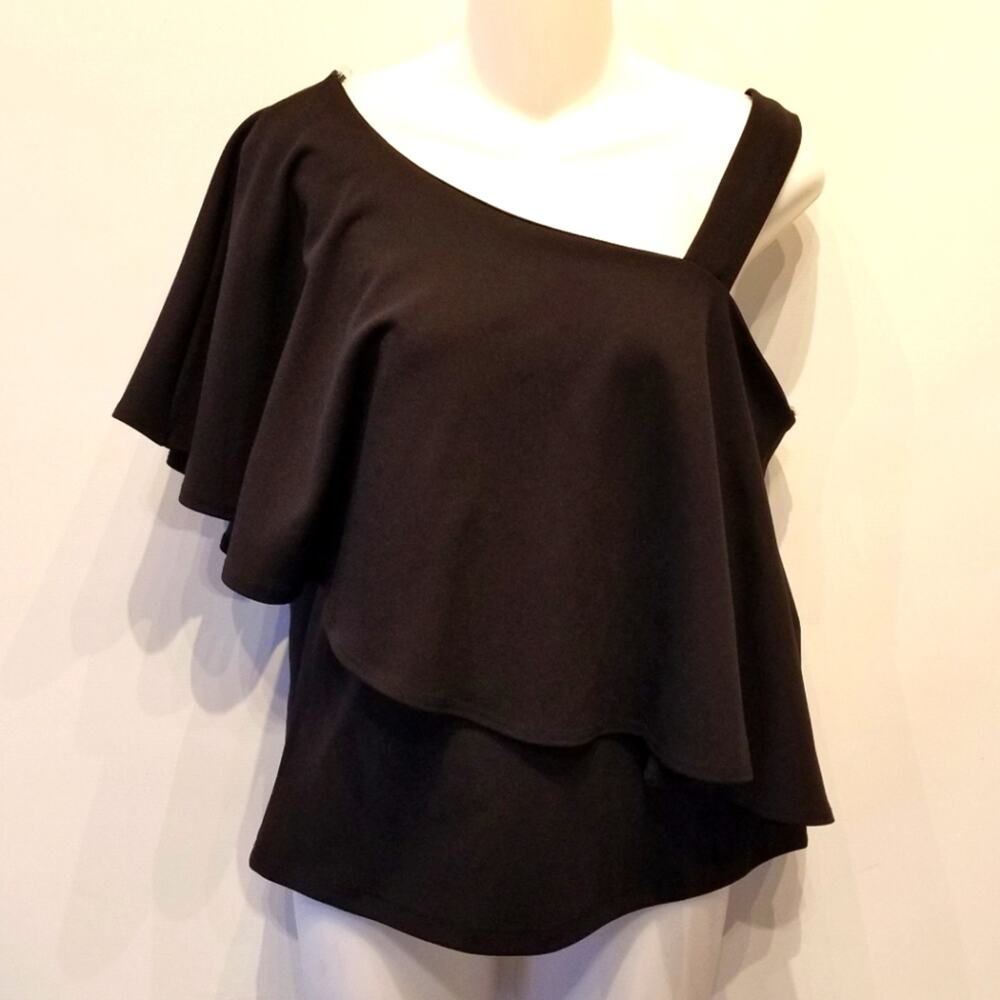 Paradiso Solid Black One Shoulder Top New No‎ Tags Women's Size M